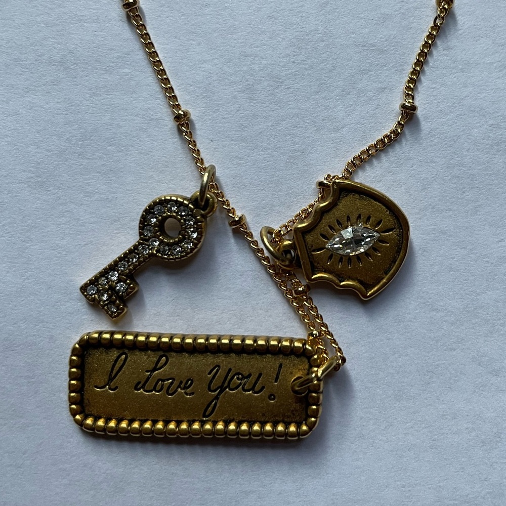 Sequin NY 3 charm gold necklace *New*